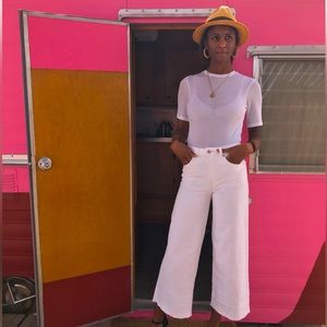 Off white wide leg jeans